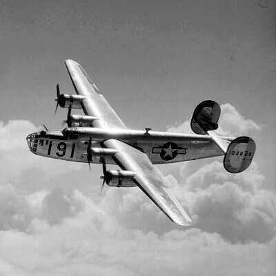 Photo of B-24 Liberator plane from World War II era.