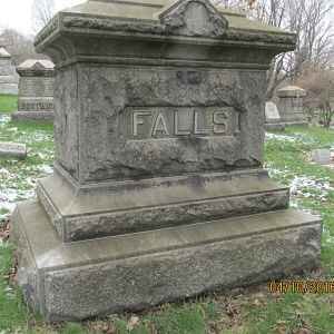 Falls family tombstone in Oak Park Cemetery, New Castle Pennsylvania.