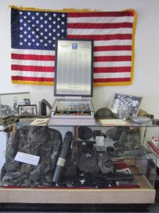 display case of war memorabilia